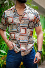 Men's Boho-Chic Printed Short Sleeve Shirt