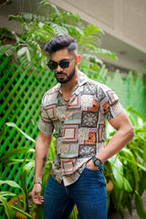 Men's Boho-Chic Printed Short Sleeve Shirt