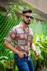 Men's Boho-Chic Printed Short Sleeve Shirt